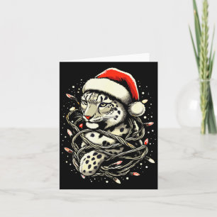 Leopard Christmas Santa Hat Christmas Lights Women Card