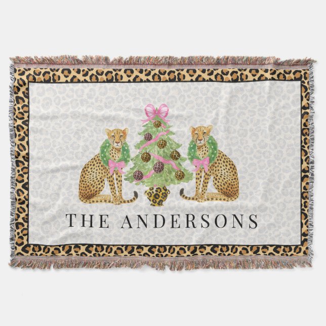 Leopard Christmas Throw Blanket (Front)