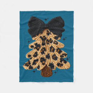 Leopard Christmas Tree,christmas Coquette Bow Yarn Fleece Blanket