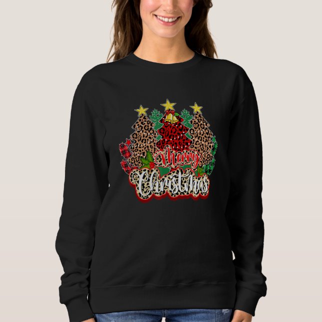 Leopard Christmas Tree Lights Xmas Holidays Pajama Sweatshirt (Front)