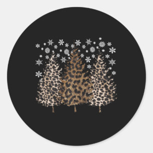 Leopard Christmas Tree Xmas Snow Holiday Snowflake Classic Round Sticker