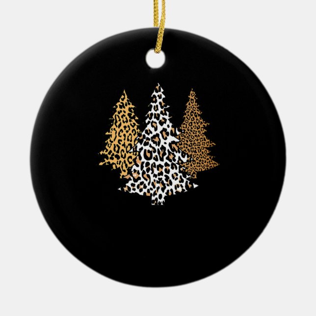 leopard christmas trees cheetah animal print gift ceramic tree decoration (Front)