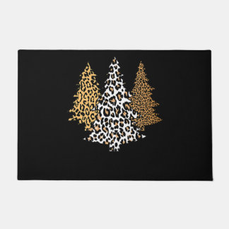 leopard christmas trees cheetah animal print gift doormat