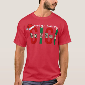 Leopard Christmas Very Merry Gigi Christmas retro T-Shirt