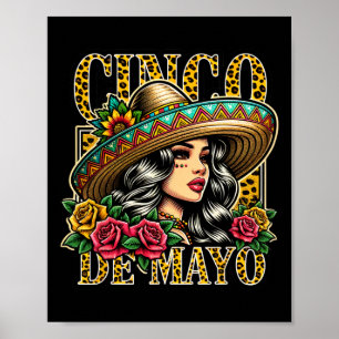 Leopard Cinco De Mayo Girl Mexican Fiesta 5 De May Poster