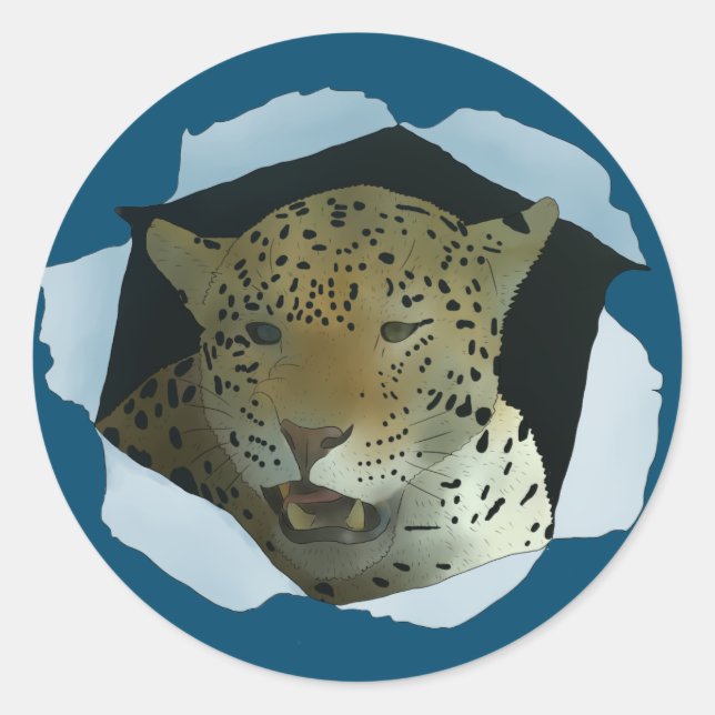 Leopard Classic Round Sticker (Front)