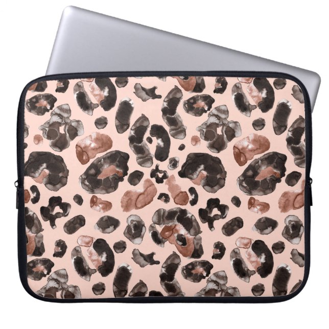 Leopard coat, animal skin seamless pattern. laptop sleeve (Front)