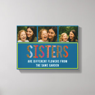 Leopard Colourful Sisters Custom Photo & Names  Canvas Print