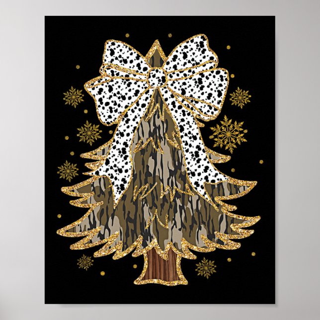 Leopard Coquette Bow Camo Christmas Tree Hunting G Poster (Front)
