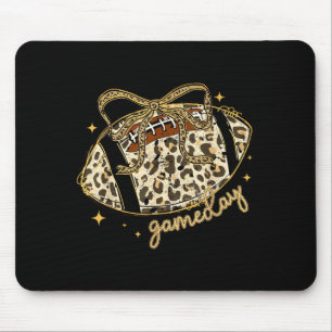 Leopard coquette bow game day football mum team mouse mat