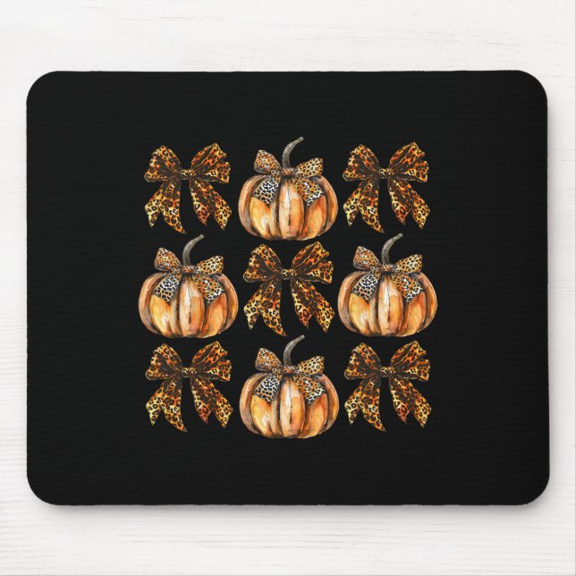 Leopard Coquette Bow Pumpkin Thanksgiving Autumn F Mouse Mat (Front)