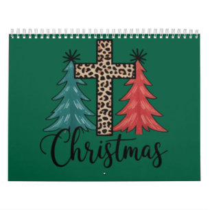 Leopard Cross Christmas Trees Christian  Calendar