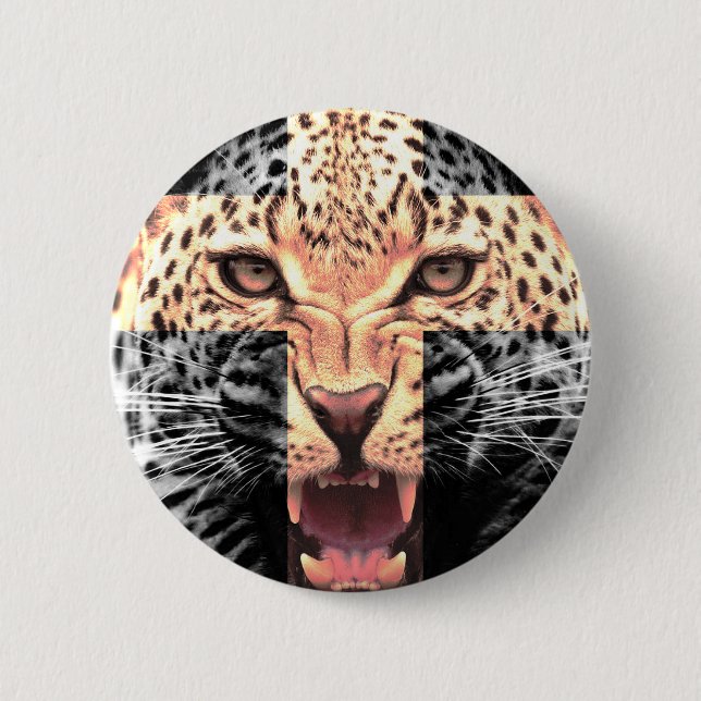 Leopard Cross Hipster 6 Cm Round Badge (Front)