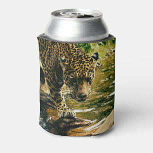 Leopard Crossing a Stream Photograph Can Cooler