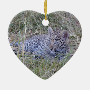 LEOPARD CUB 1  BOTSWANA CERAMIC TREE DECORATION