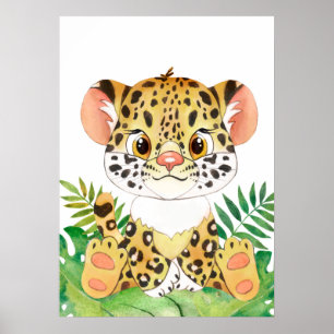Leopard Cub, Baby Animal, Jungle Safari Animals Poster
