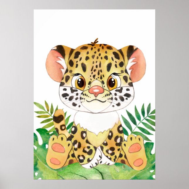 Leopard Cub, Baby Animal, Jungle Safari Animals Poster (Front)
