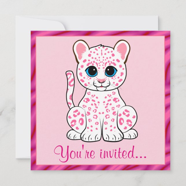 Leopard Cub in Pink Invitation (Front)