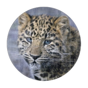Leopard Cub Round Cutting Board