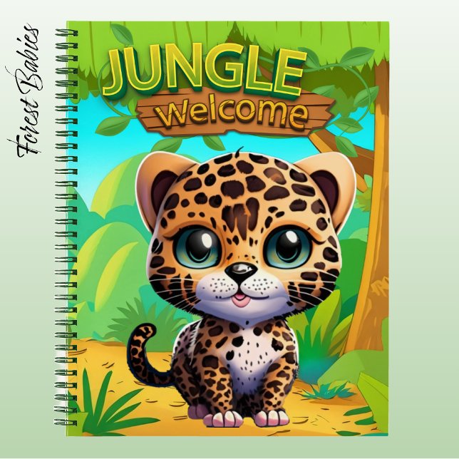 Leopard Cub Safari Animal Kitten Spotted Feline 🐆 Notebook (Cute Leopard Notebook, Woodland Wildlife Animal Cat Stationery, Kitty Graphic Kitten Character 🐆)