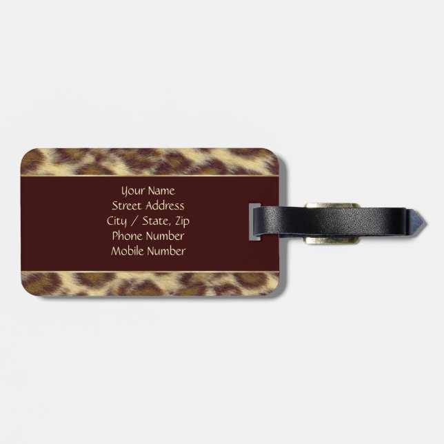 Leopard (customisable) luggage tag (Back Horizontal)