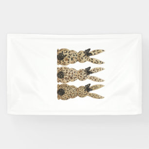 Leopard Cute Bunny Bow Funny Christian Easter Day  Banner
