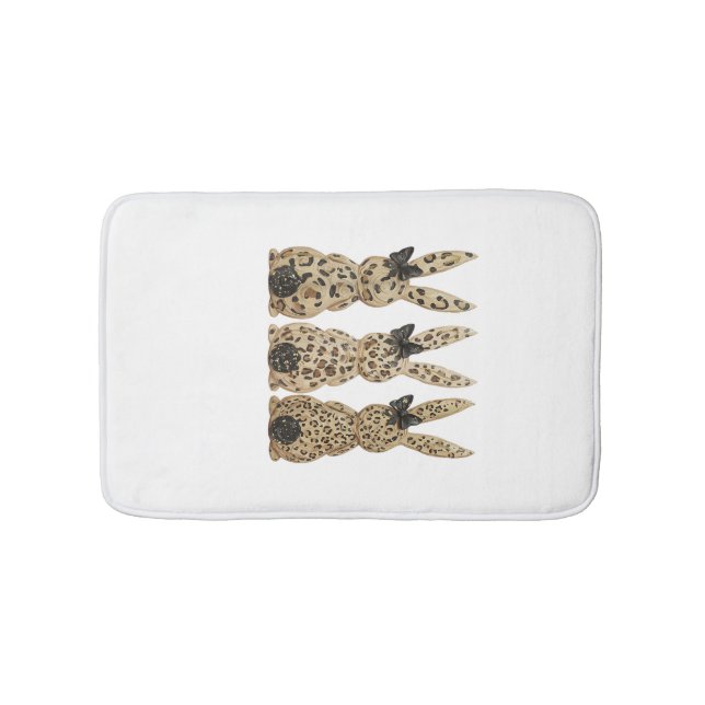 Leopard Cute Bunny Bow Funny Christian Easter Day  Bath Mat (Front)