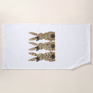 Leopard Cute Bunny Bow Funny Christian Easter Day  Beach Towel
