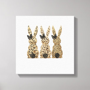 Leopard Cute Bunny Bow Funny Christian Easter Day  Canvas Print