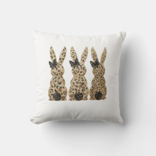 Leopard Cute Bunny Bow Funny Christian Easter Day  Cushion