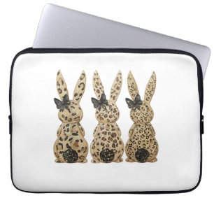 Leopard Cute Bunny Bow Funny Christian Easter Day  Laptop Sleeve