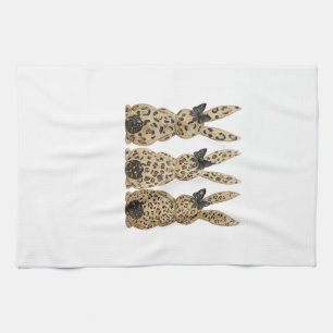 Leopard Cute Bunny Bow Funny Christian Easter Day  Tea Towel