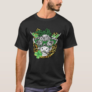 Leopard Cute Cow Face Cow St Patrick's Day T-Shirt