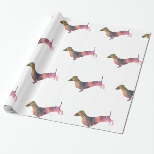 Leopard dachshund wrapping paper