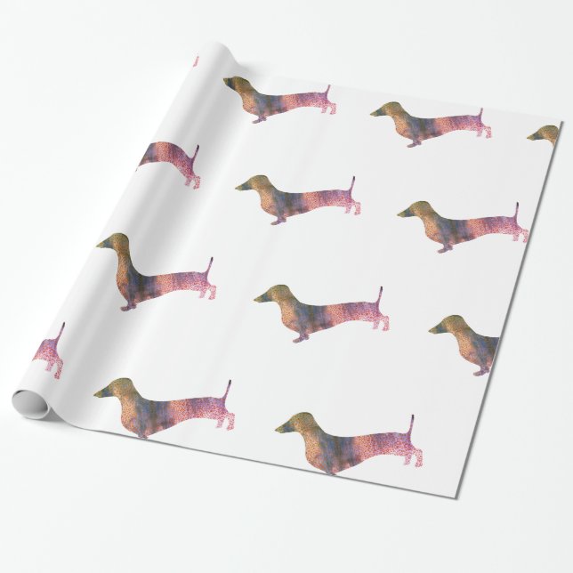 Leopard dachshund wrapping paper (Unrolled)