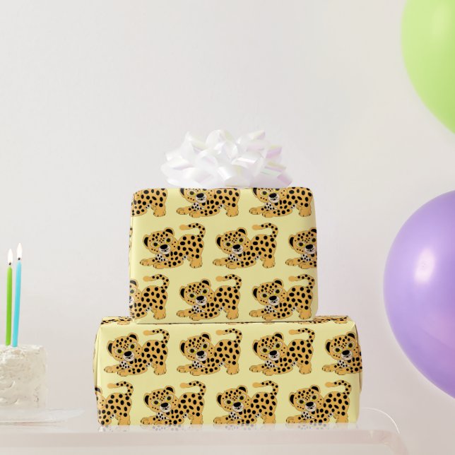 Leopard Design Any Background Colour Wrapping Paper (Party Gifts)