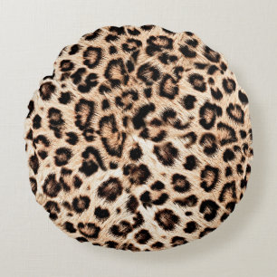 Leopard Design Pattern: Wild Elegance. Round Cushion