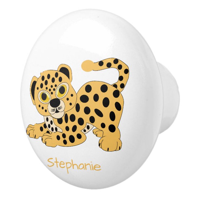 Leopard Design Personalised Ceramic Knob (Right)