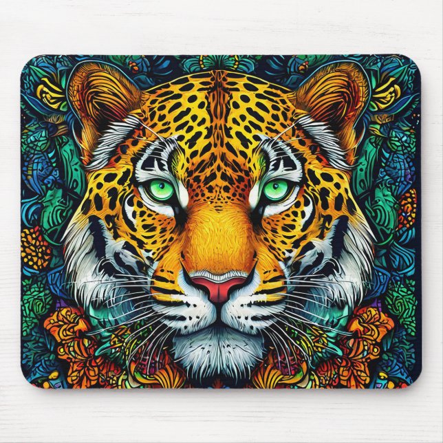 🐆 Leopard Desk Gift For Gamers And Animal Lovers  Mouse Mat (Front)