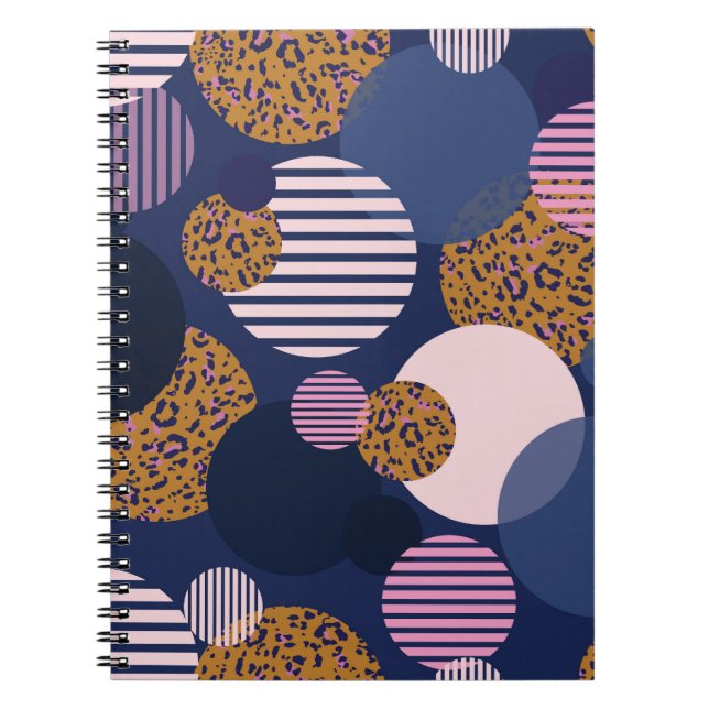 Leopard Dots: Dark Blue Elegance. Notebook (Front)
