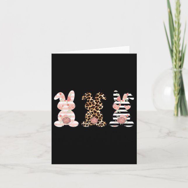 Leopard Easter Bunny Rabbit Trio Cute Easter  Card (Front)
