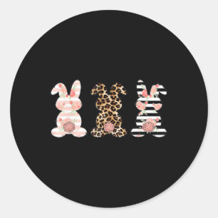 Leopard Easter Bunny Rabbit Trio Cute Easter Classic Round Sticker