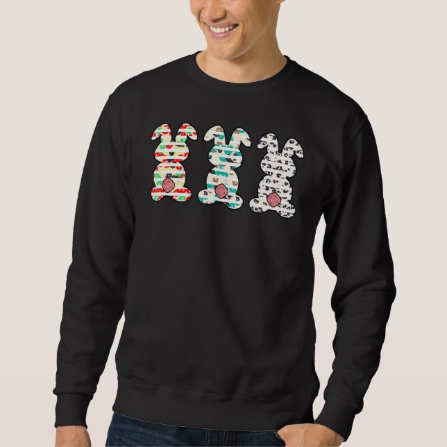 Leopard Easter Bunny Rabbit Trio Cute Easter Day 1 Sweatshirt (Front)