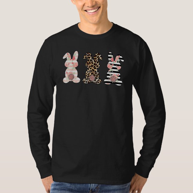 Leopard Easter Bunny Rabbit Trio Cute Easter Day 1 T-Shirt (Front)