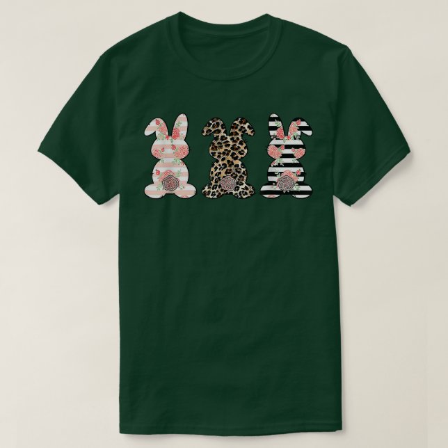 Leopard Easter Bunny Rabbit Trio Cute Easter Day 2 T-Shirt (Design Front)