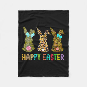Leopard Easter Bunny Rabbit Trio Cute Easter Day  Fleece Blanket
