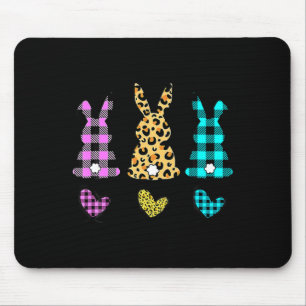 Leopard easter bunny rabbit trio cute easter day mouse mat