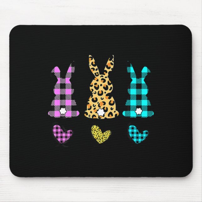 Leopard easter bunny rabbit trio cute easter day  mouse mat (Front)