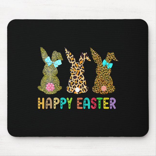 Leopard Easter Bunny Rabbit Trio Cute Easter Day  Mouse Mat (Front)