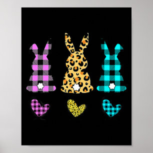 Leopard easter bunny rabbit trio cute easter day poster
